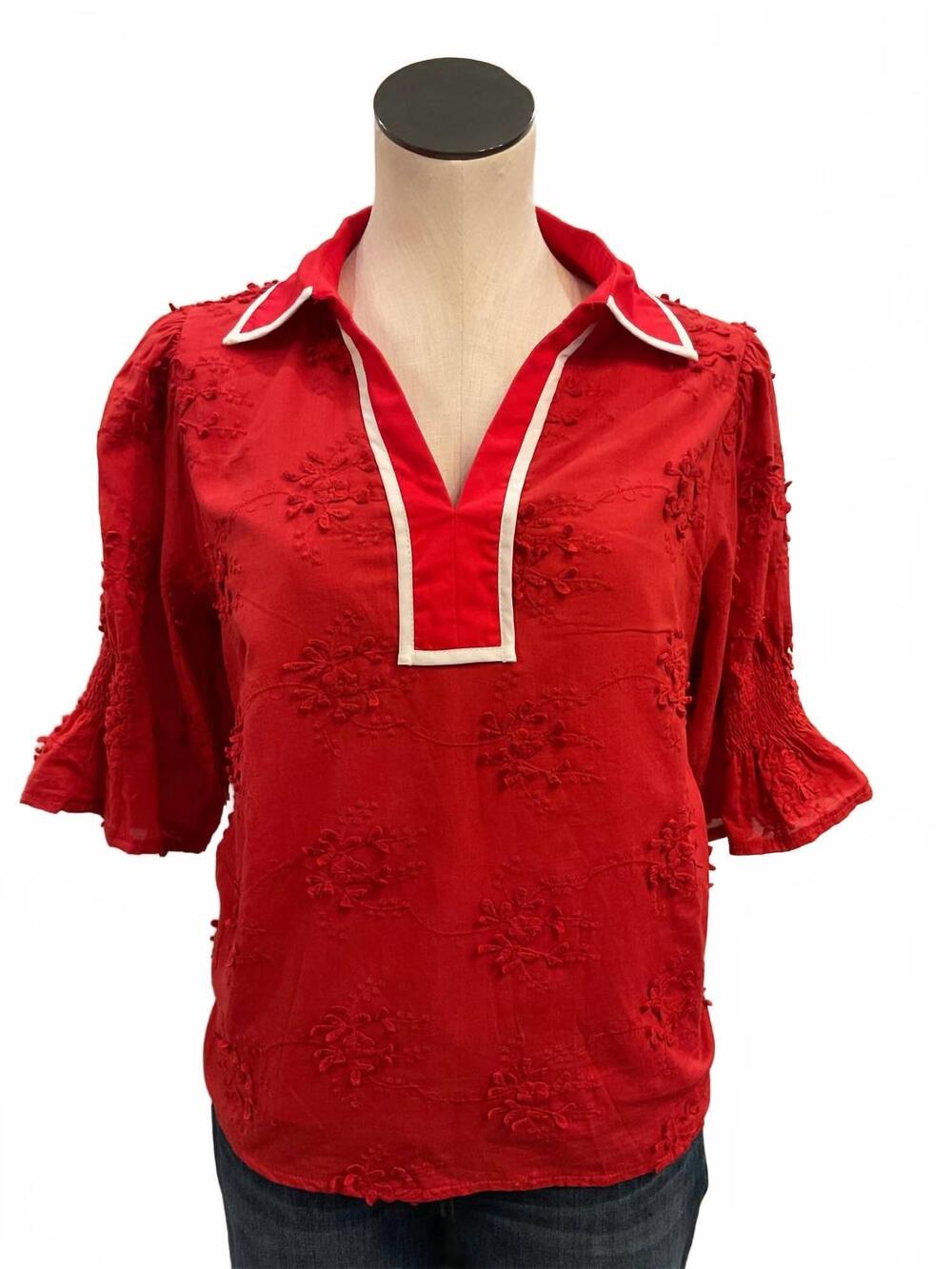 NEW JODIFL women's julie half-sleeve top in red